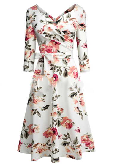 V-Neck A-Line Midi Dress, picture 5 of 8