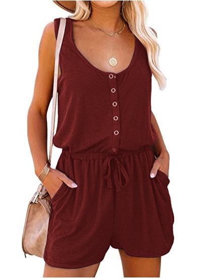 Casual Loose Fitting Wide Leg Shorts With Waistband And Tie Up Wine - Shop at LoveMi