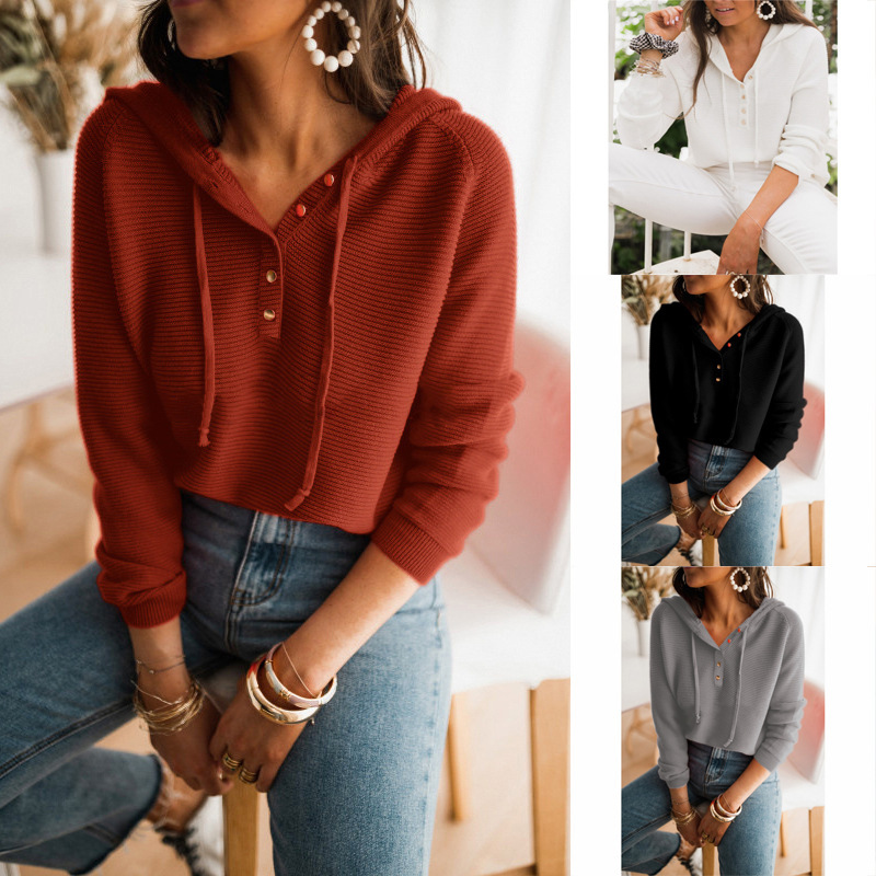 Long Sleeve Loose Solid Color Knitted Sweater