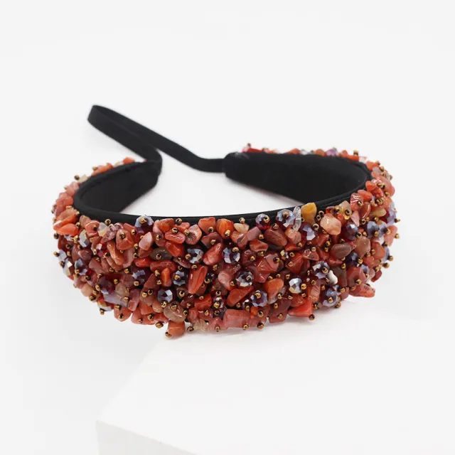 New European And American Luxury Crystal Particle Fashion Headband Red Wine - Shop at LoveMi