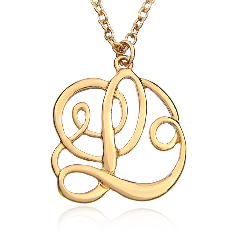 Geometric Shape English Alphabet Necklace