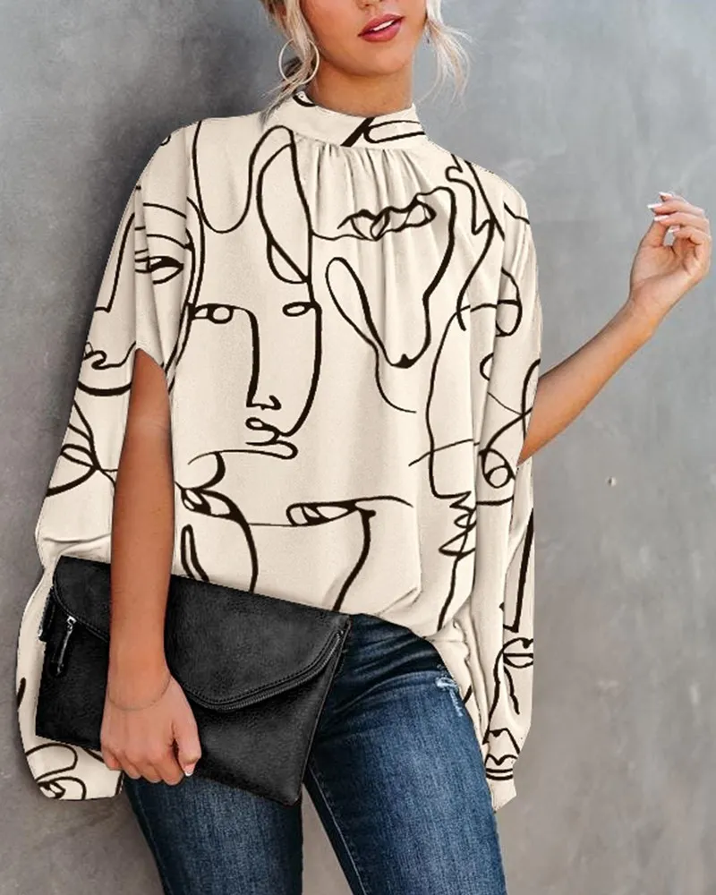 Women's Casual Loose Printed Top - Character Print-S