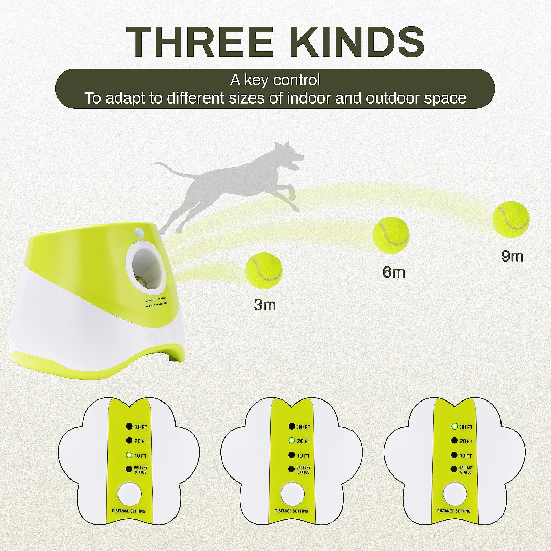Only Supports Self Pickup  Dog Ball Thrower, Automatic Ball Launcher, Indoor-Outdoor Interactive Dog Toy With Three Scopes, Includes Balls And A Data Cable, Grey-Green