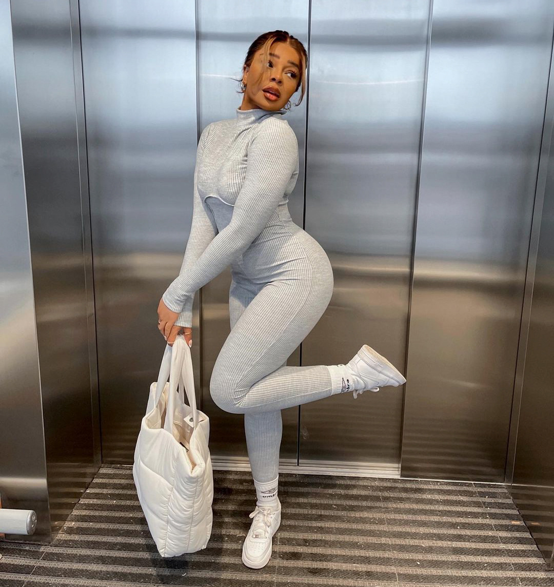 Casual Fashion Solid Color Stand up Collar Bodysuit Grey - Shop at LoveMi