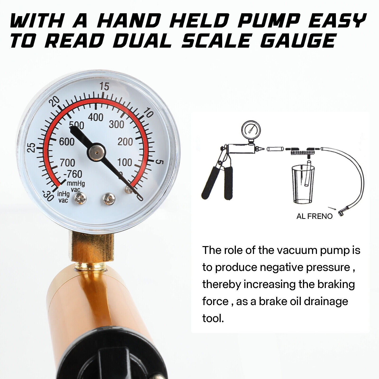 Hand-Held Brake Bleeder Tester Set Car Motorbike Bleeding Vacuum Bleed Tool