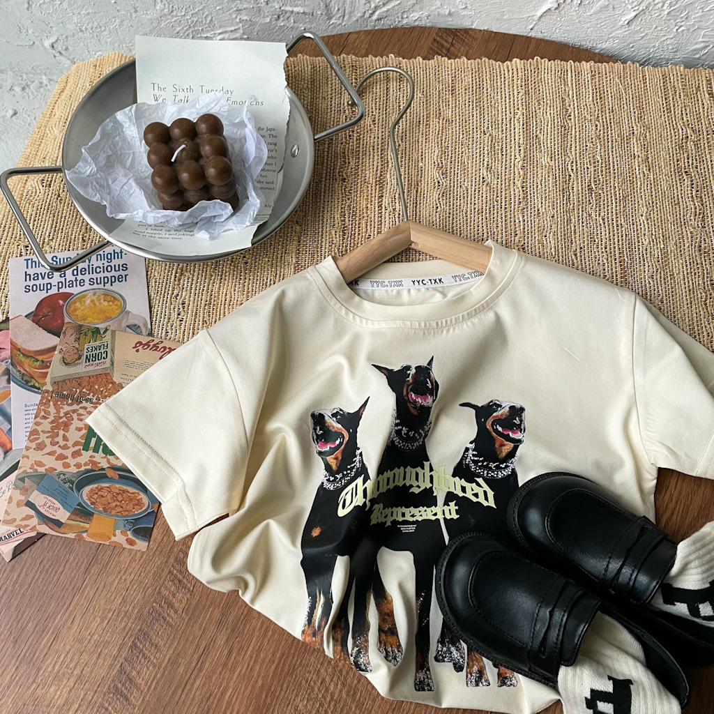 Boys' Trendy Doberman Pinscher T-shirt Casual