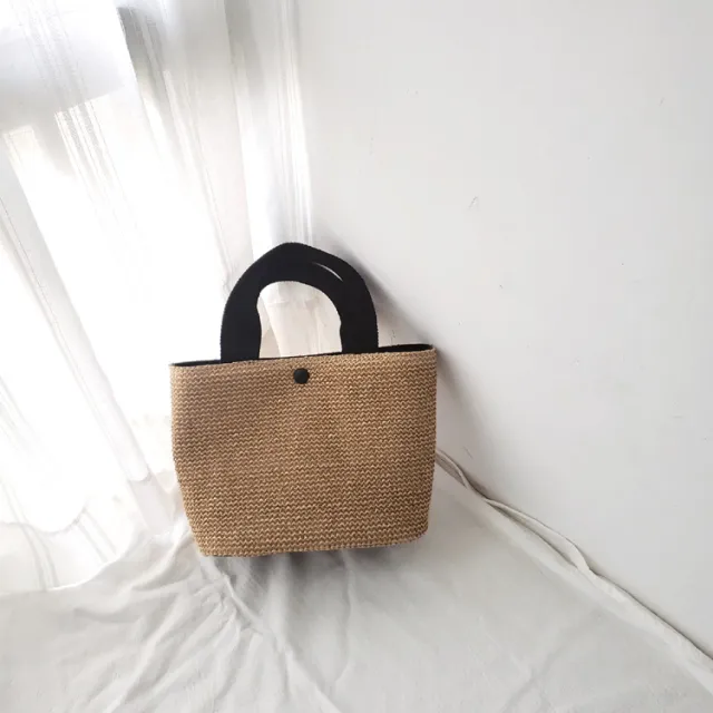 Elegant Ladies Straw Woven Handbag Black - Shop at LoveMi