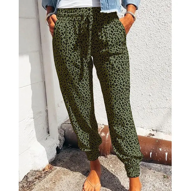Women's Tie-In Loose Leopard Print Lace-Up Lounge Pants