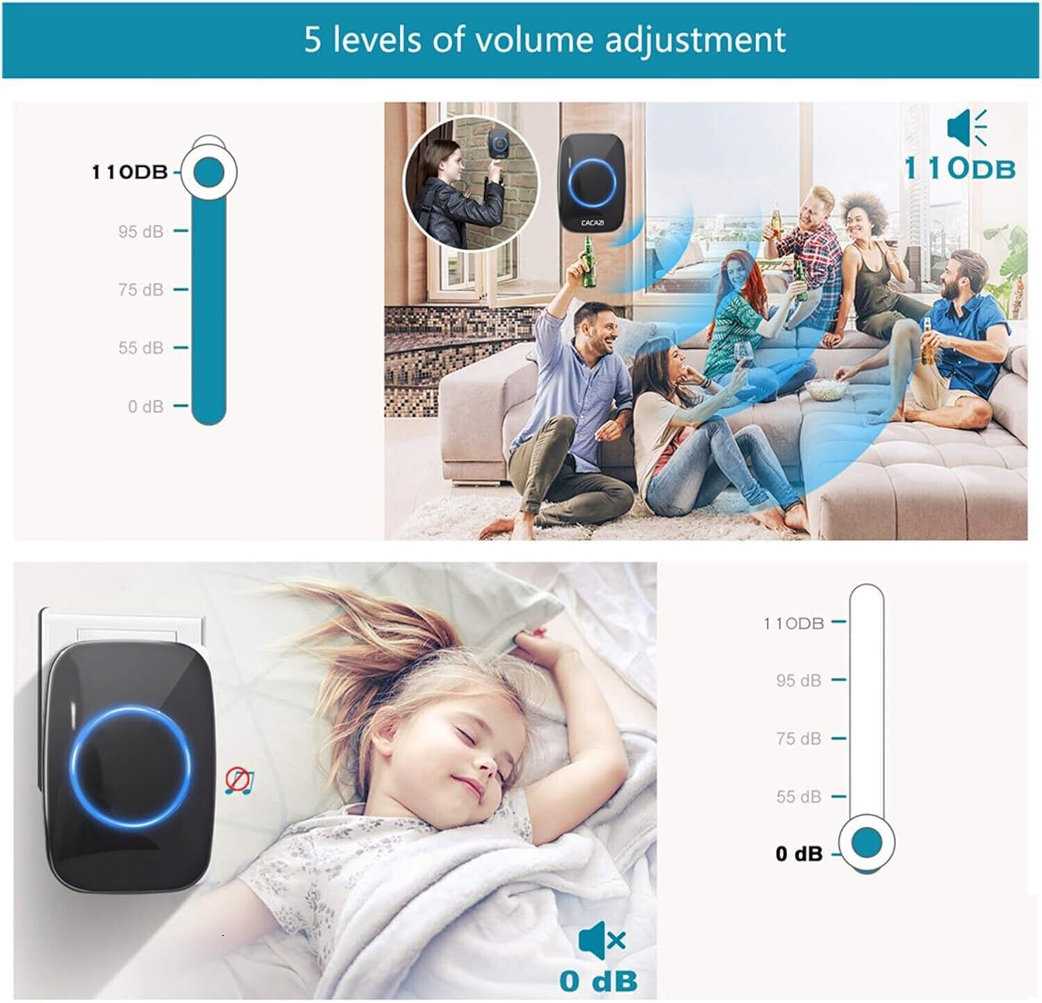 1O00ft Wireless Door Bells Waterproof Long Range Battery Home Cordless Doorbell