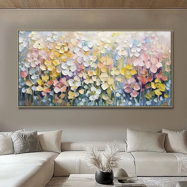 Thick Texture Flower Picture Hand Painted Modern Abstract Oil Painting On Canvas Wall Art For Living Room Home Decoration No Frame Without Inner ... Without Inner Frame - Shop at LoveMi