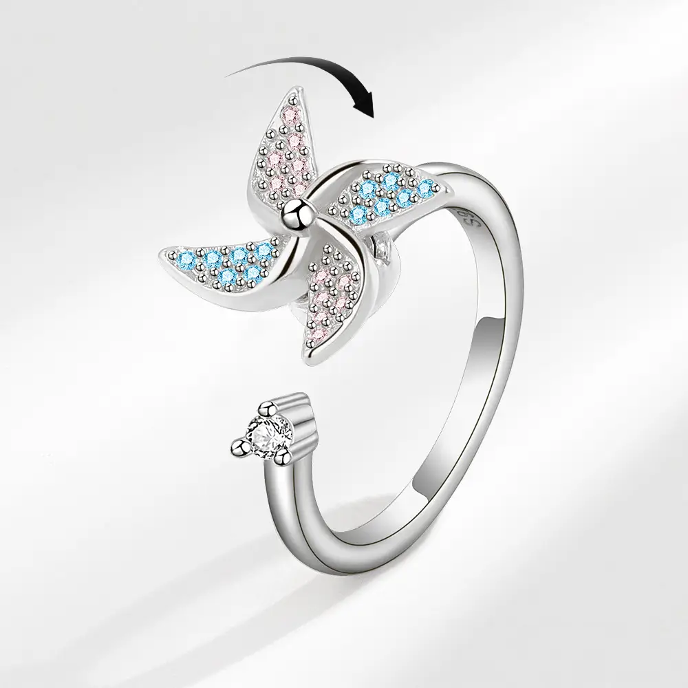 Women's Fashion Swivel Ring With Zirconia Stones