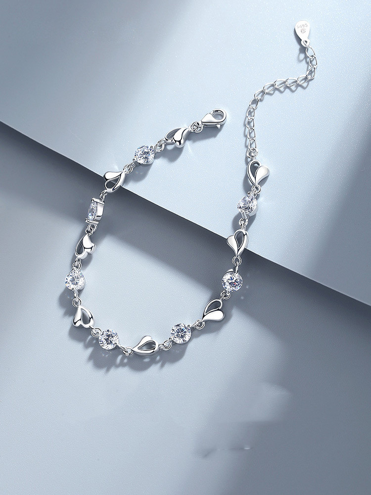Weizhen Love Heart Bracelet Lady S999 Silver Student Simple Crystal Diamond Net Red Girlfriend Bracelet
