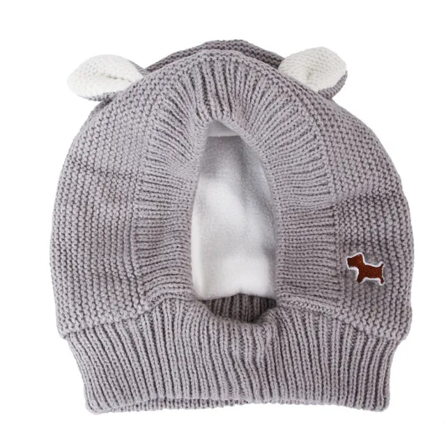 Fashion Simple Knitted Rabbit Ear Pet Hat Grey - Shop at LoveMi