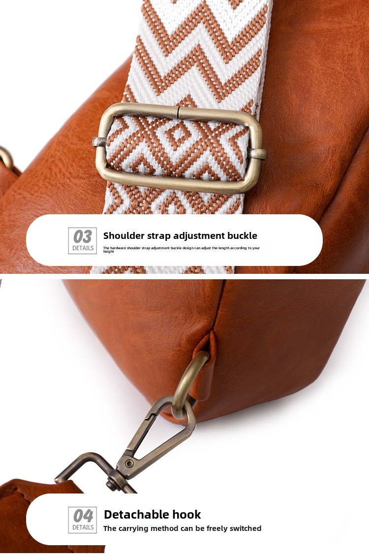 Women Chest Bag Sling Bag, Guitar Strap Small Crossbody Pu Leather Satchel Daypack