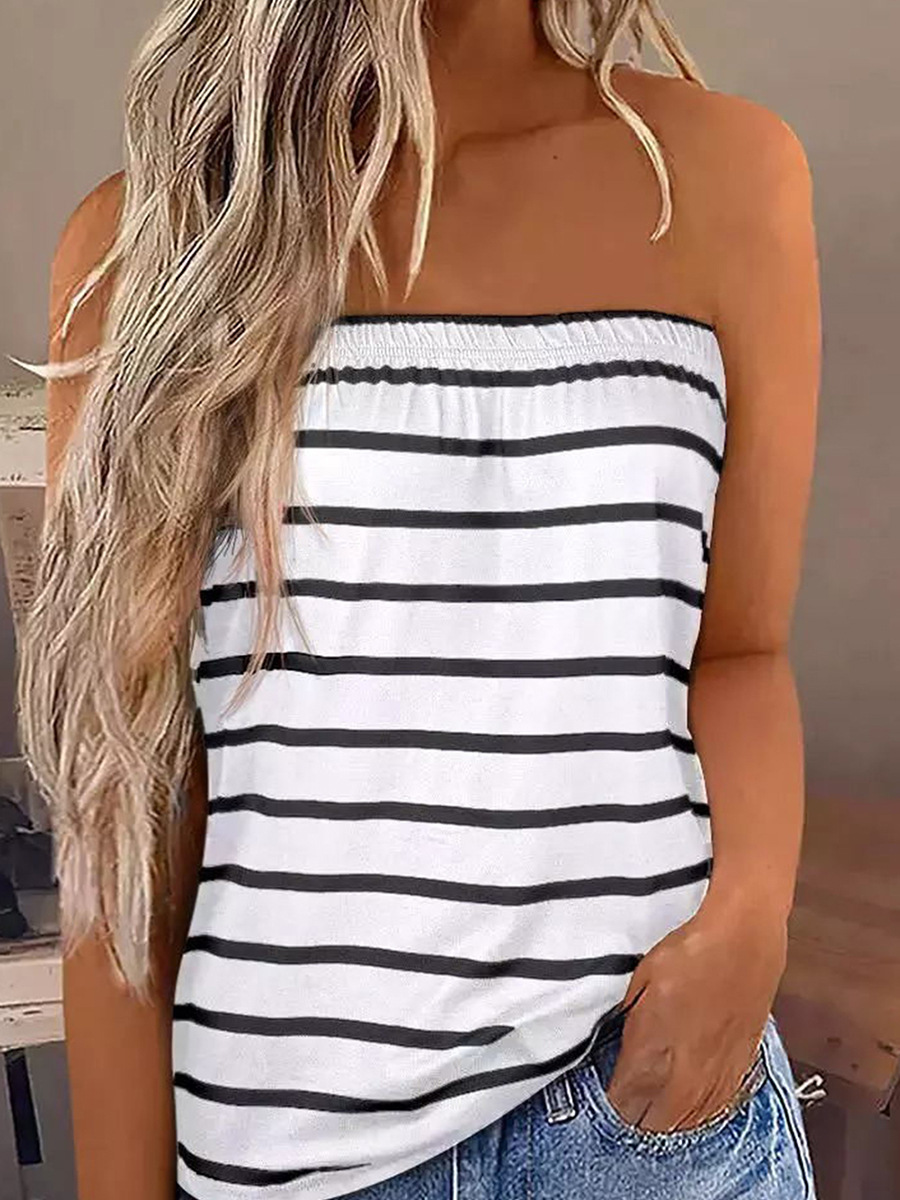 Fashion Striped Off Shoulder Vest
