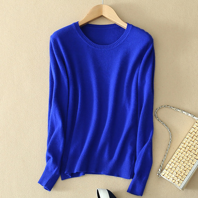 Cashmere Jumper Slim Fit Plus Size Solid Colour Round Neck