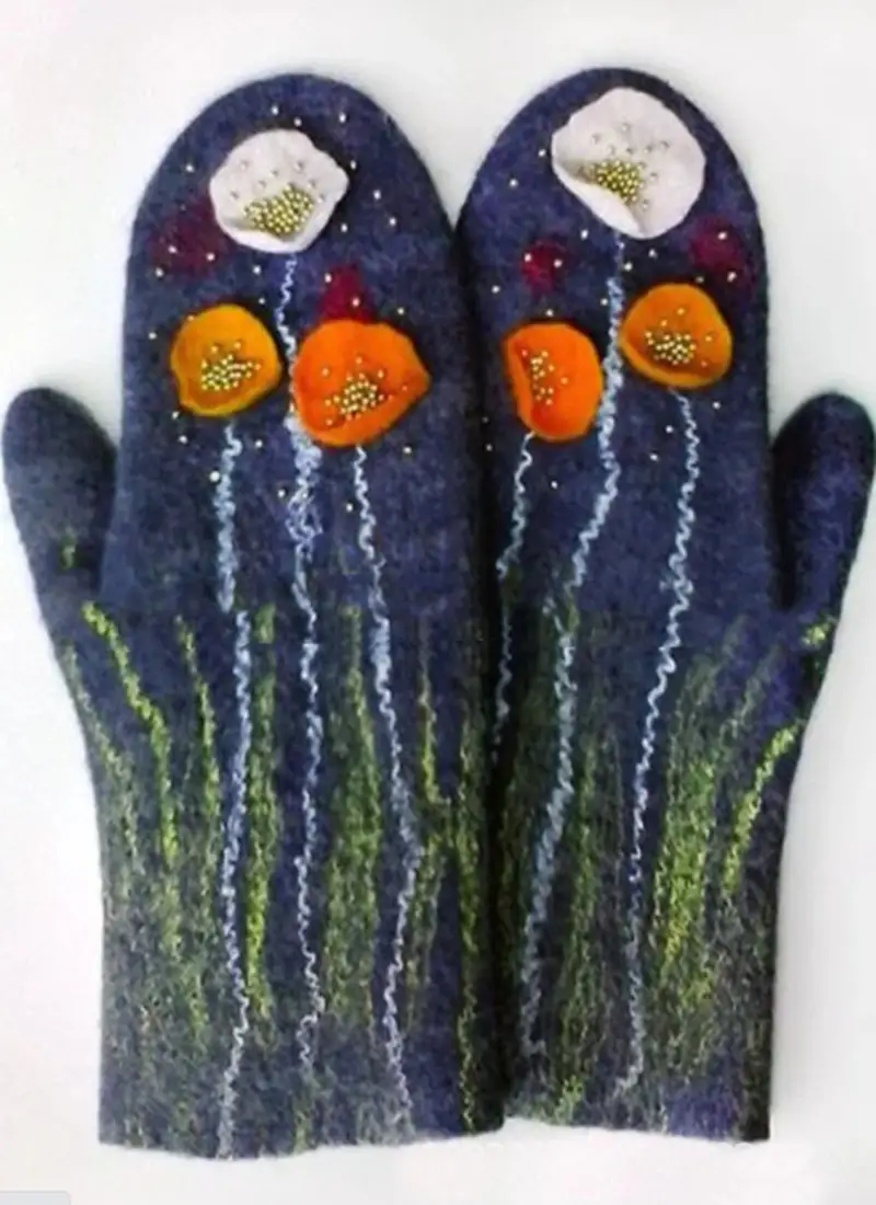 Printed Winter Warm Christmas Gloves