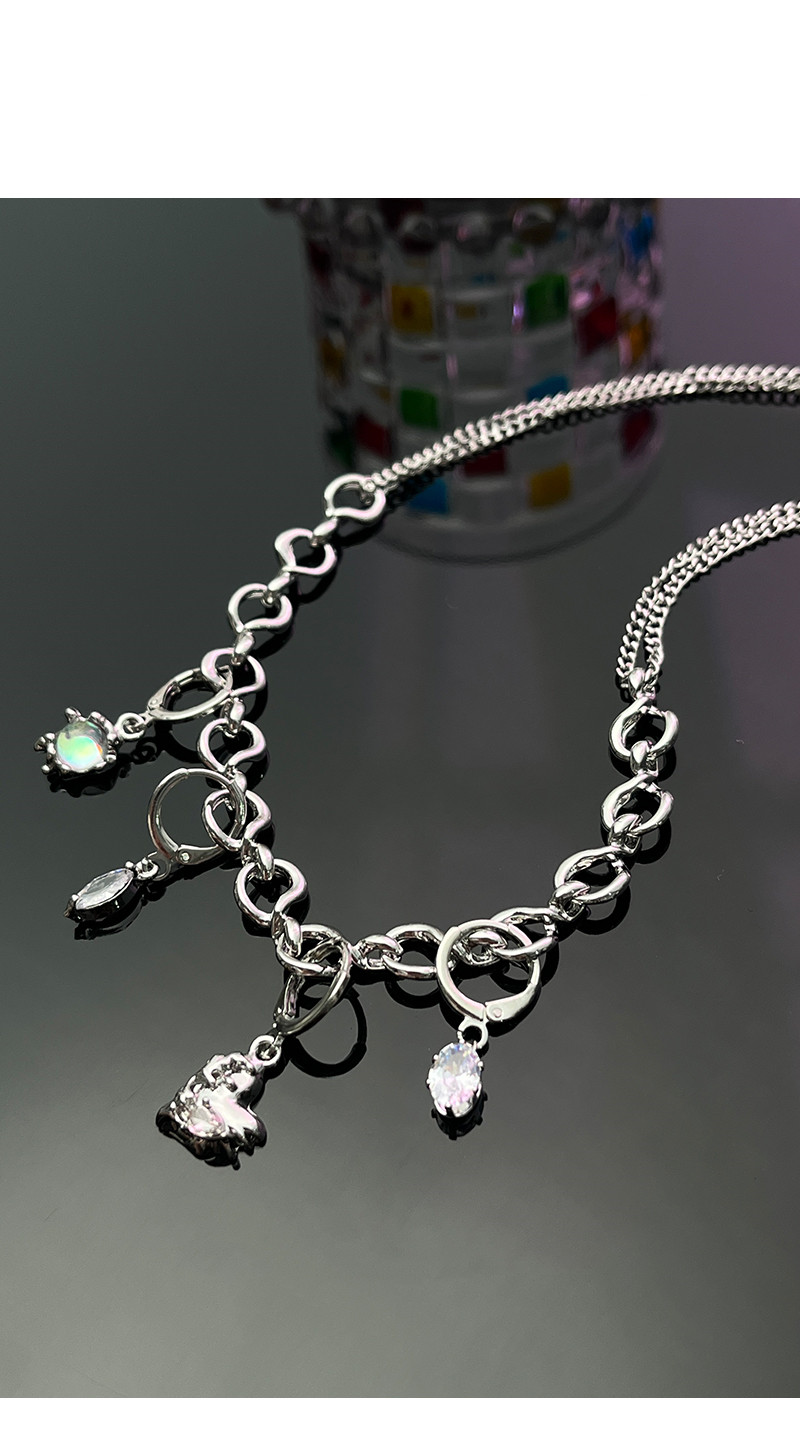Ladies Fashion Earrings Two Wear Chain Necklace