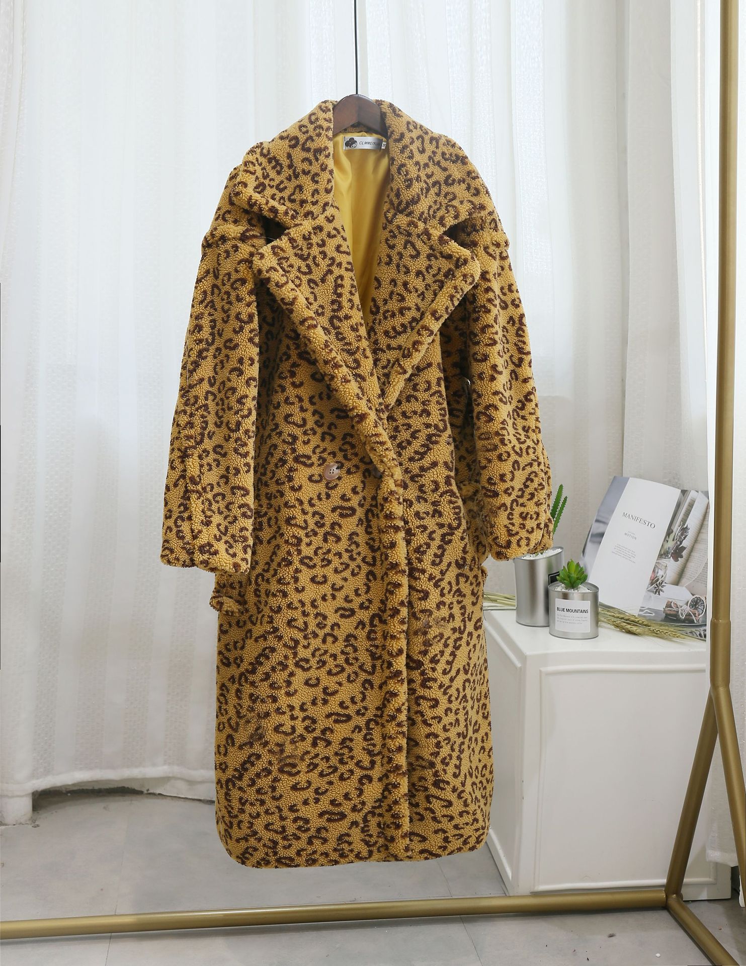Overcoat Sheep Sheared Fur Loose Jacket Yellow - Shop at LoveMi