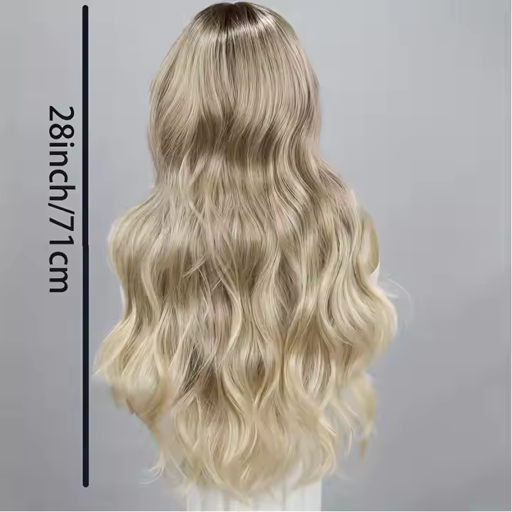 European And American Fashion T-shaped Lace Gold Gradient Wavy Curly Hair Wigs S