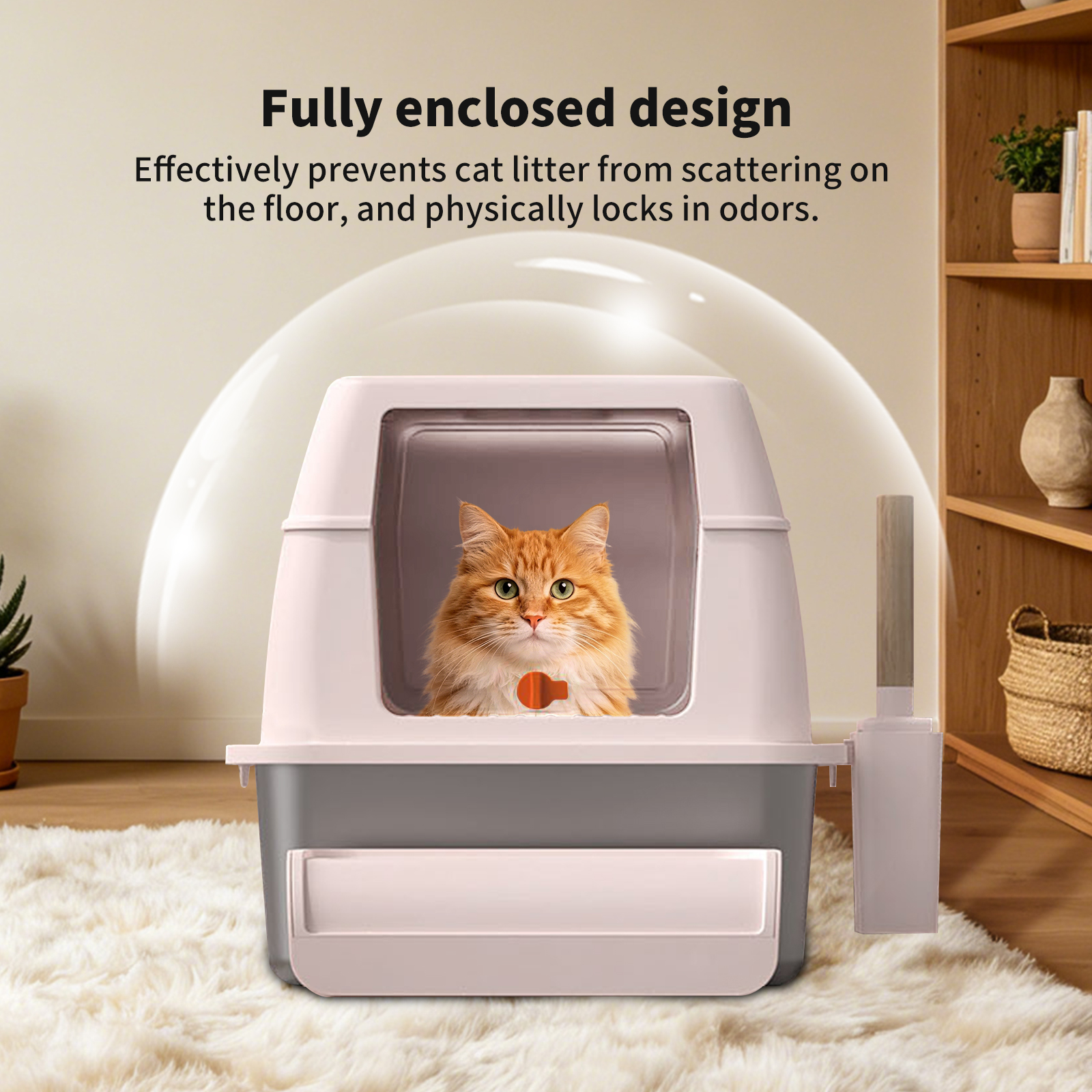 Fully enclosed litter box