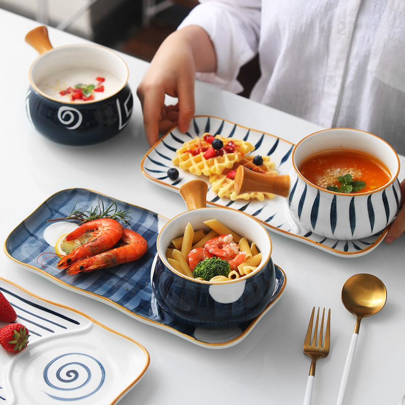 Title 6, Japanese Breakfast Bowl with Hand-painted Handl...