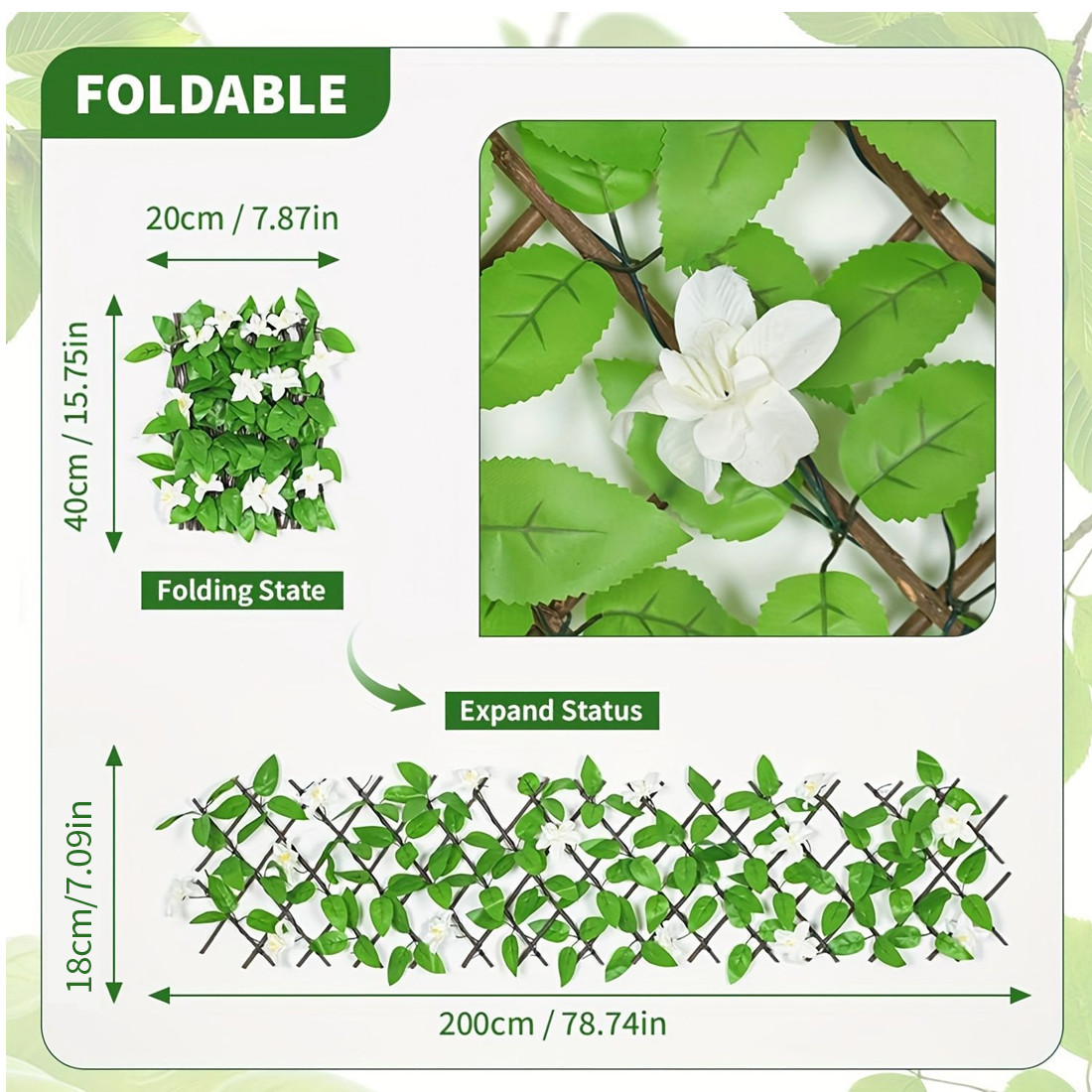 2Pcs 2M Roll Artificial Hedge Garden Fake Ivy Leaf Privacy Fence Screening Wall — image 2