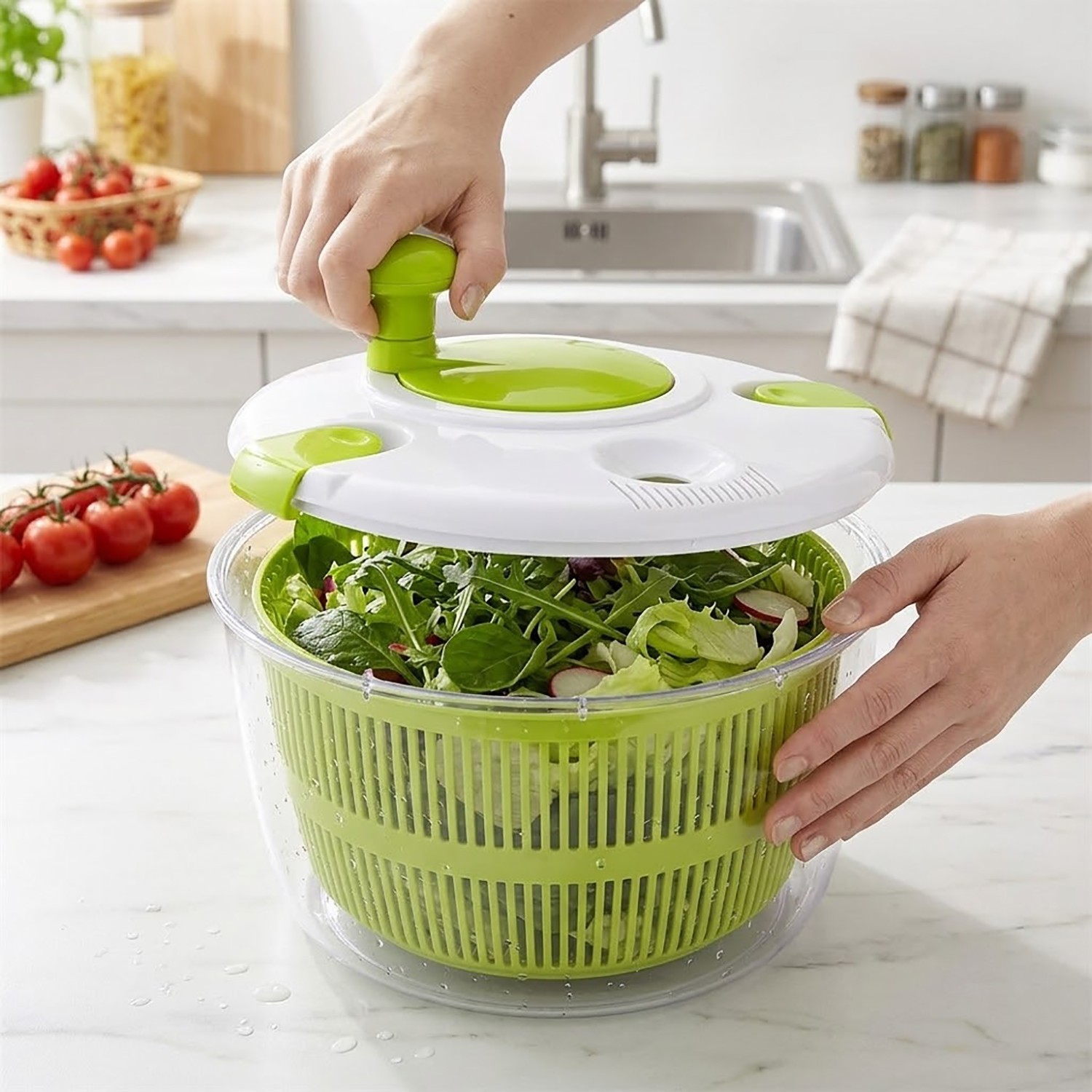 Salad Spinner Salatschleuder 5L Salatschussel 24.5 Cm Mit Kurbel Siebeinsatz Kunststoff product image