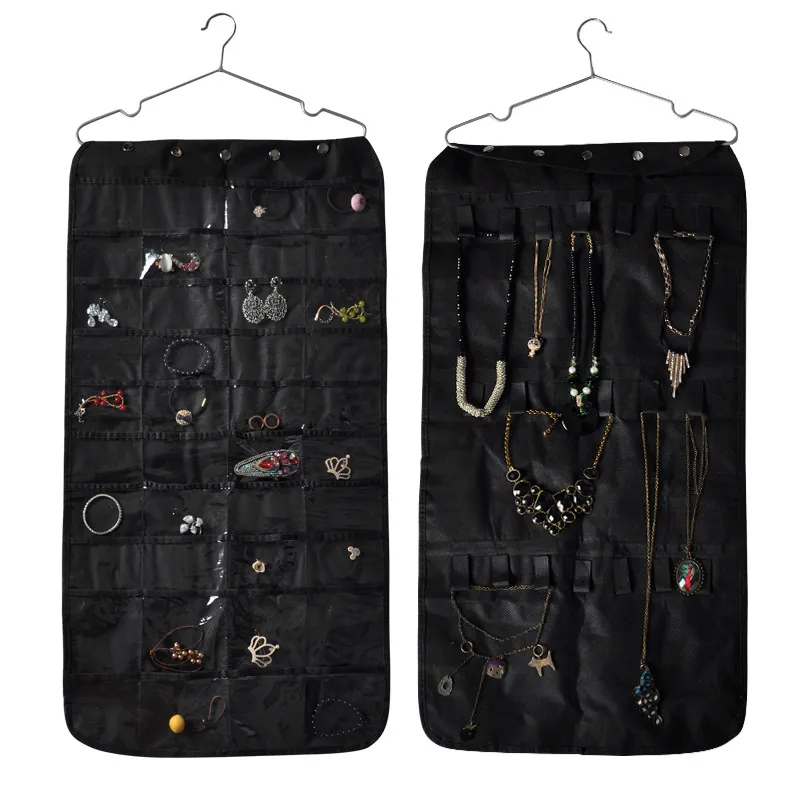 Household Non-woven Fabric Art Jewelry Storage Bag - Black