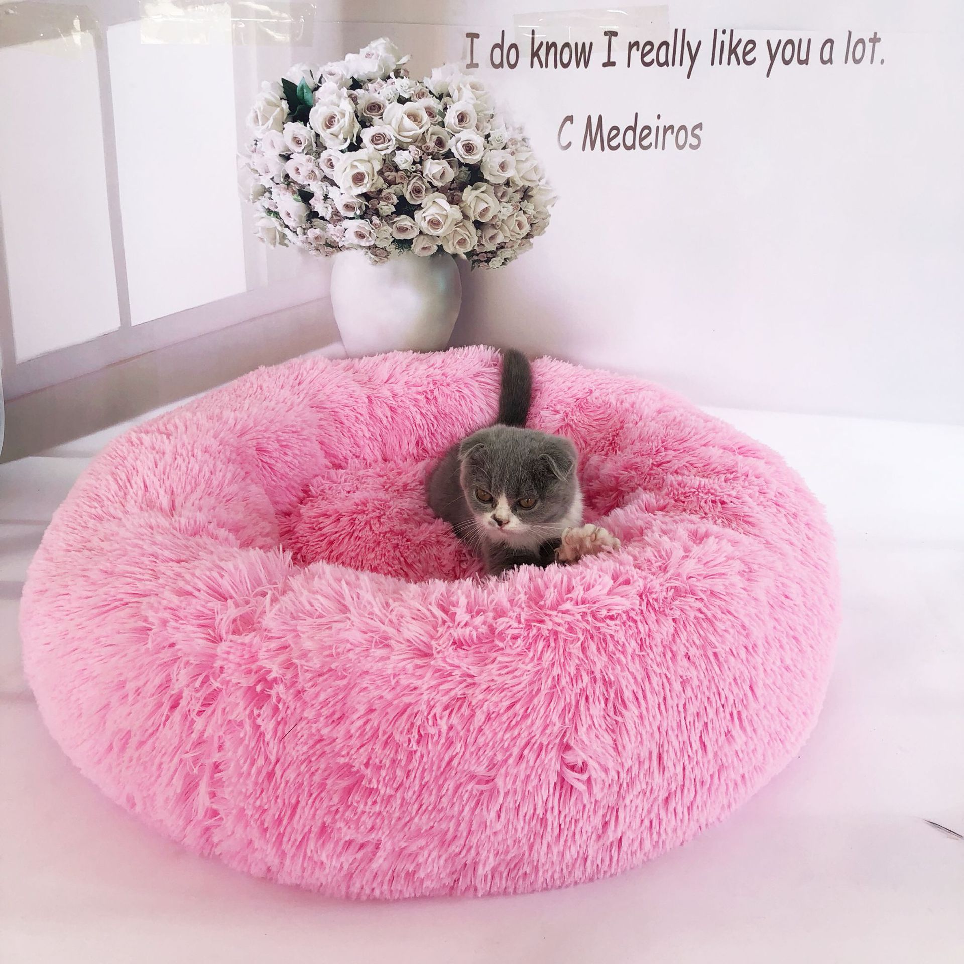 Removable And Washable Round Long Hair Pet Nest Bright Pink - Shop at LoveMi