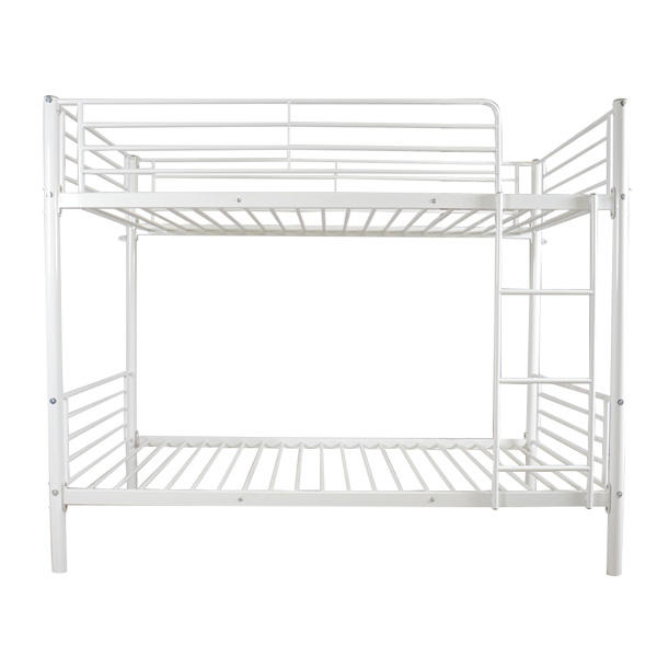 Iron Bed Bunk Bed with Ladder for Kids Twin Size White β photo 3