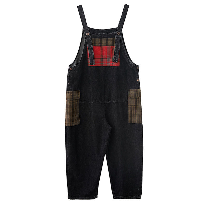 Women's New Style Denim Patch Pocket Suspender Ninth Pants Picture Color - Shop at LoveMi