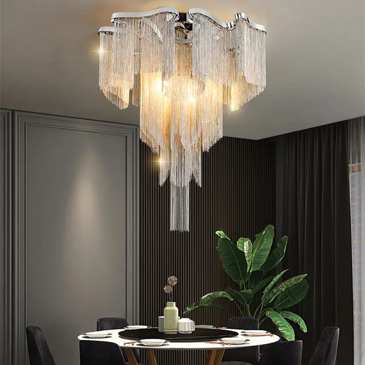 Nordic Light Luxury Tassel Aluminum Chain Living
