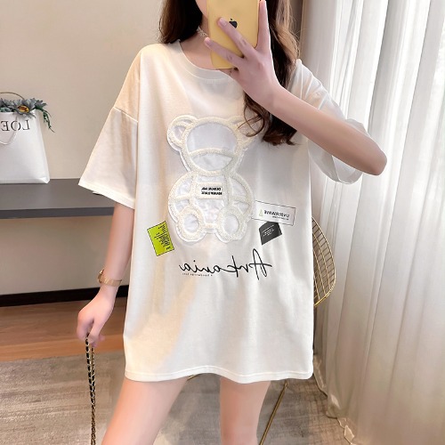 Title 6, White Letter Print Loose Short Sleeves