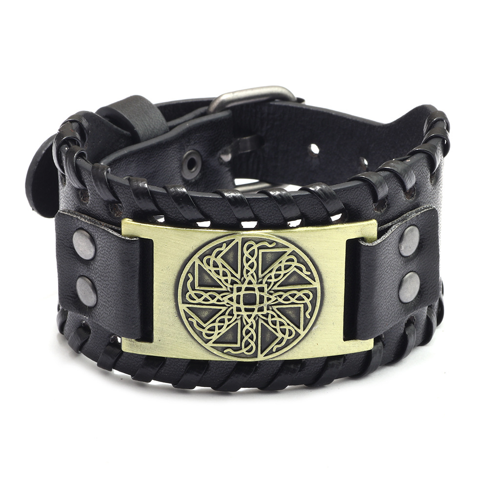 Chino New Irish Knot Amulet Leather Bracelet Russia Cross-border Jewelry Pagan Bracelet Wholesale