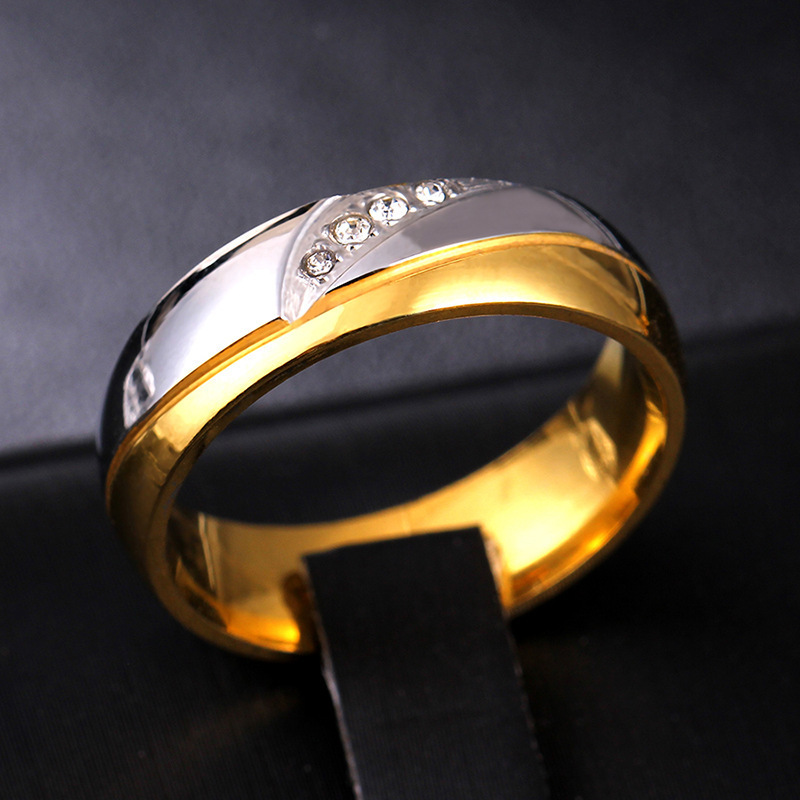 خاتم زوجي من التيتانيوم الفولاذي مرصع بالألماس المتفجر