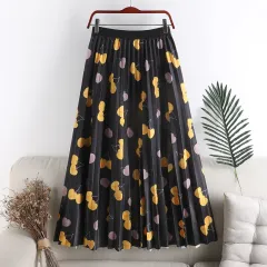 Printed Polka Dot Pleated Mid-length - Black - View 1