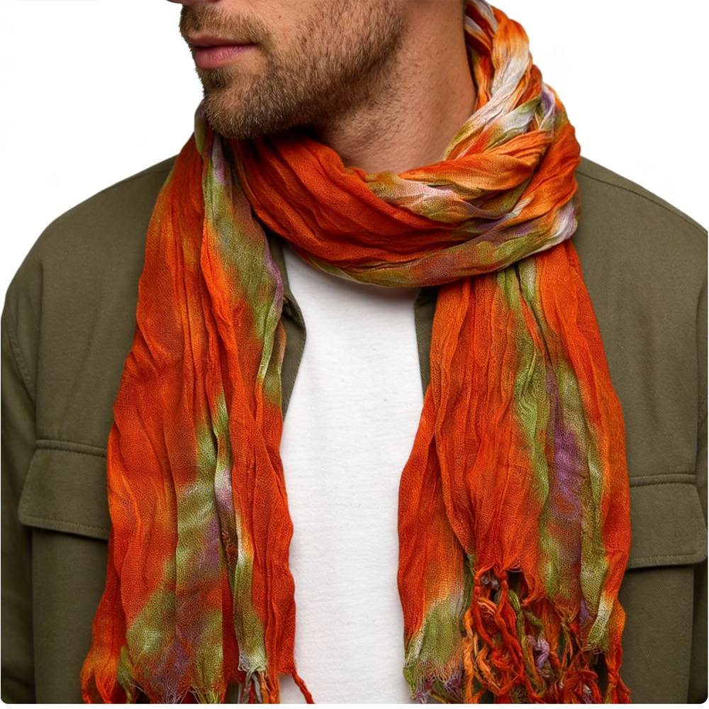 2pcs Lightweight Dress Scarf,Bold Orange Red Floral Pattern,pop To Neutrals,Versatile Everyday Scarf ,Pairs With All Casual Outfits,Office Appropriate Subtlety For Women Men