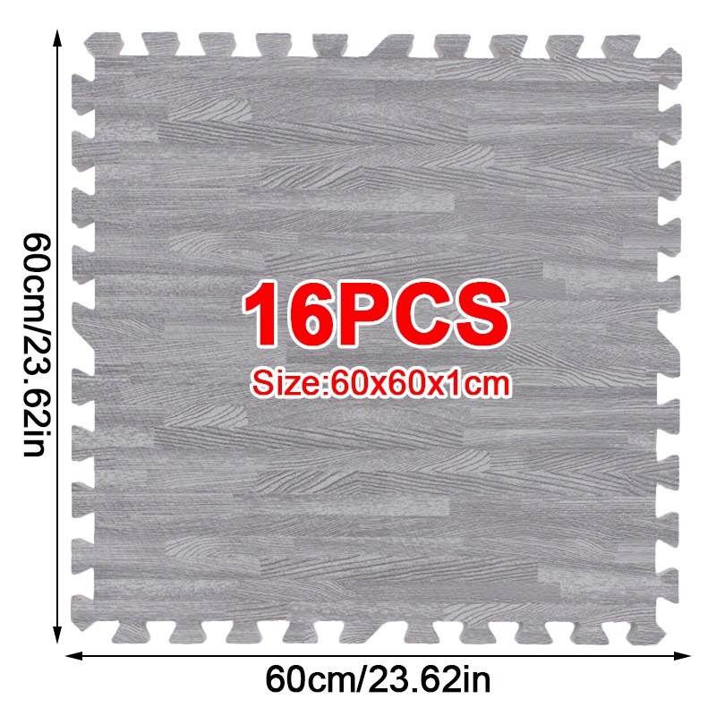 Grey Wooden Grain Foam Tiles Exercise Yoga Gym Fitness Garage Workshop Floor Mat — image 10