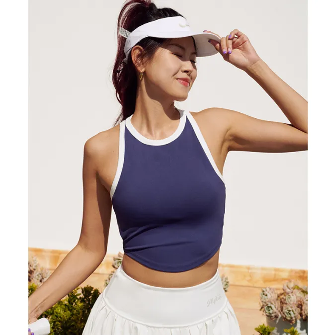 Tank Top Yoga Suit Women's Sports Bra With Chest Pad Navy Blue - Shop at LoveMi