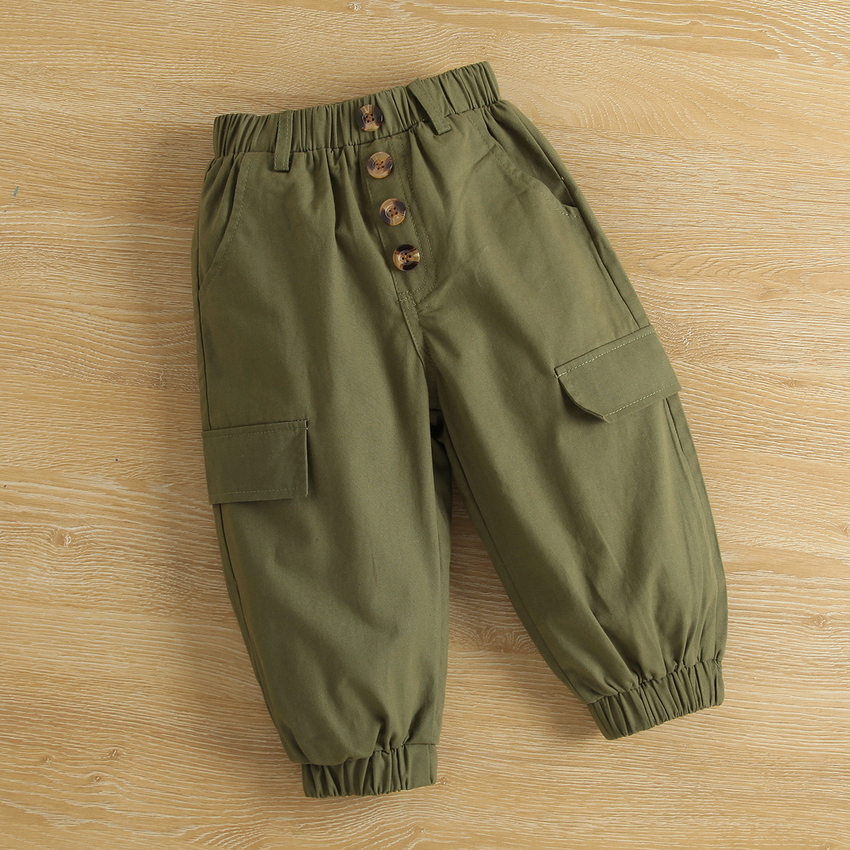 Children's Lapel Knitted Zip Top Elastic Waist Trousers