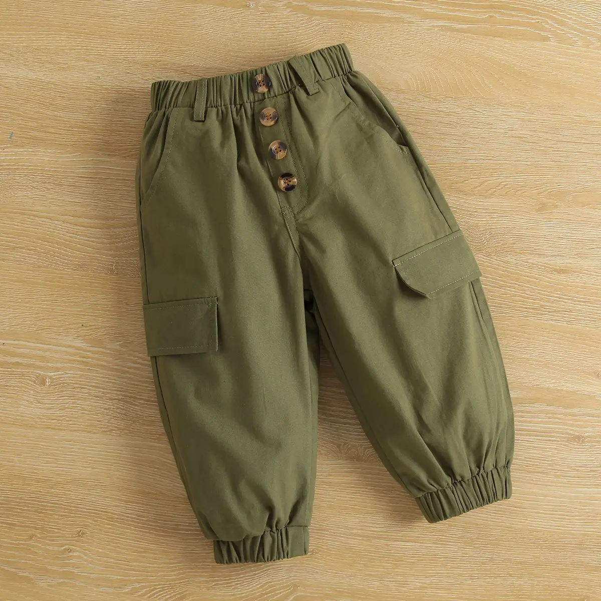 Children's Lapel Knitted Zip Top Elastic Waist Trousers