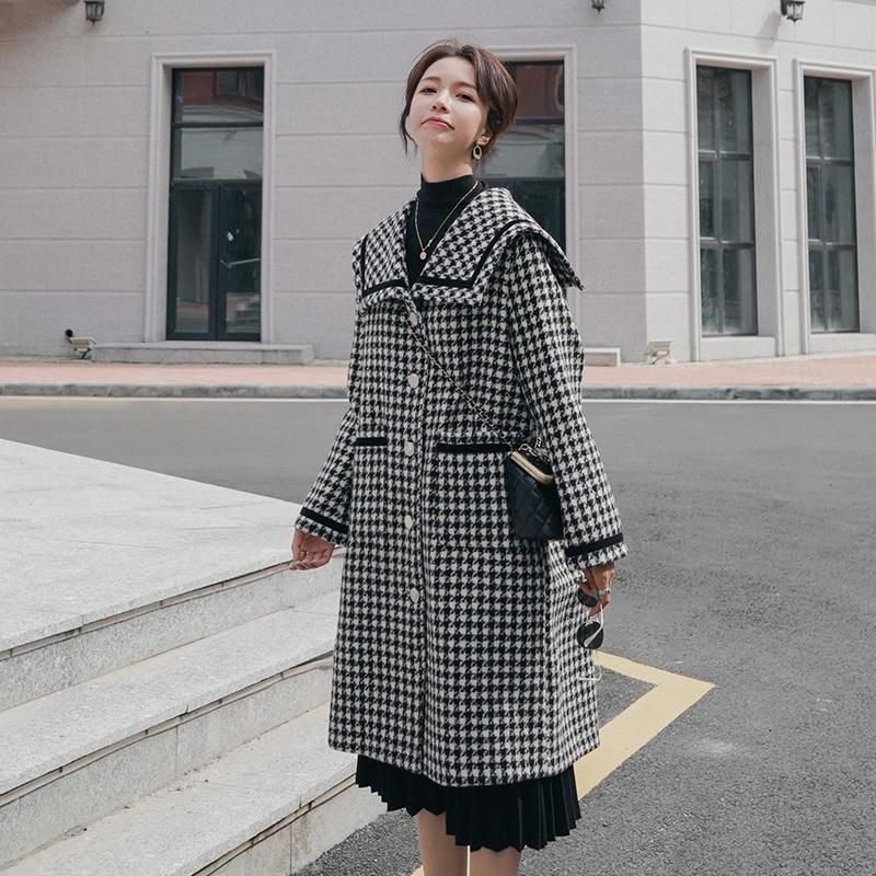 Winter Loose Navy Collar Woolen Coat
