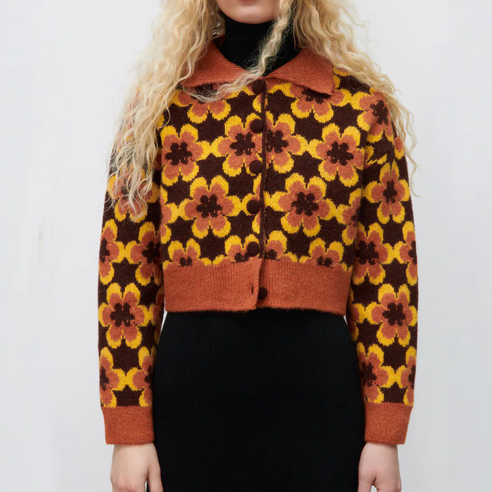 Women's Geometric Pattern Jacquard Knit Jacket