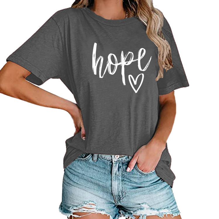 Title 14, Womens HOPE Love Print Loose T-shirt offers ef...