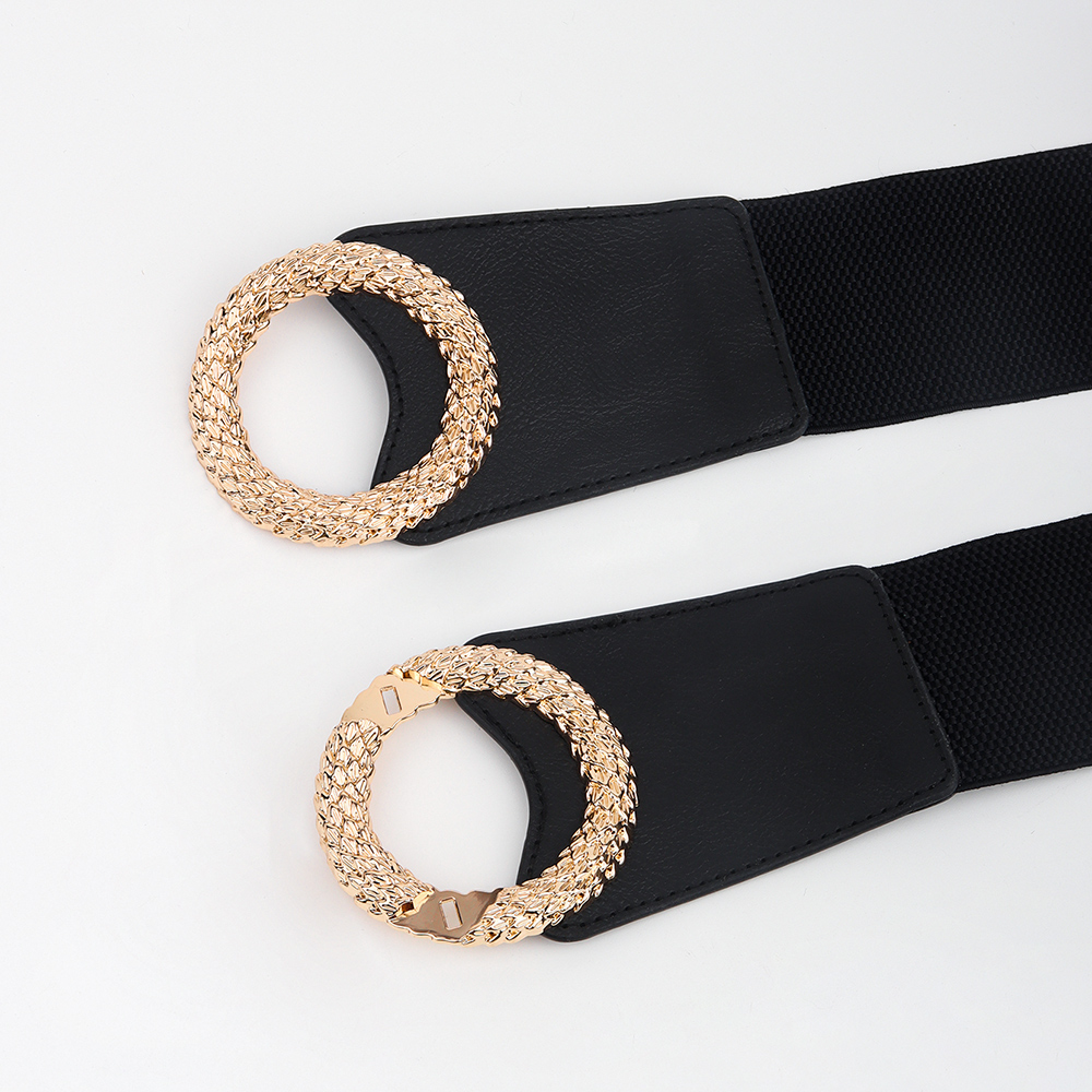 Title 8, New Black Double Ring Fashion Elastic Belt Gold...