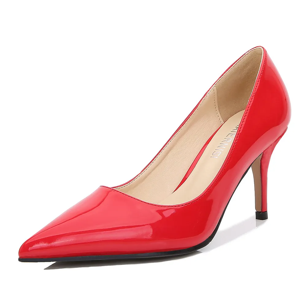 Pointed Toe Stiletto Solid Colour High Heels - Red