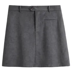 Sweet High Waisted Skirt Women's Plus Size Spring Casual - Grey - View 1