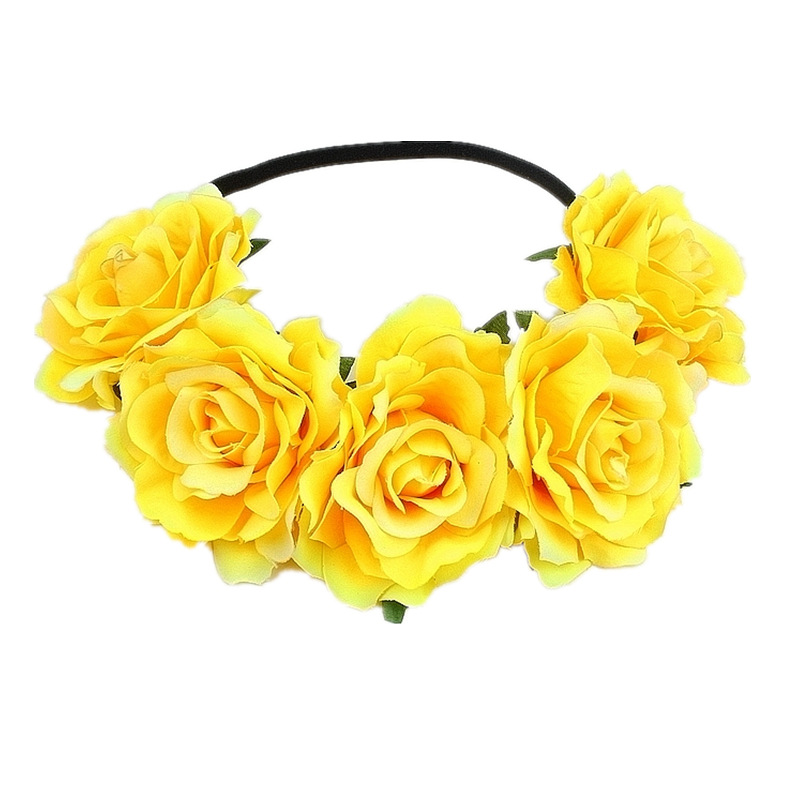 Europe And The United States 5 Red Roses Flower Headband Wreath Bridal Holiday Hair Accessories