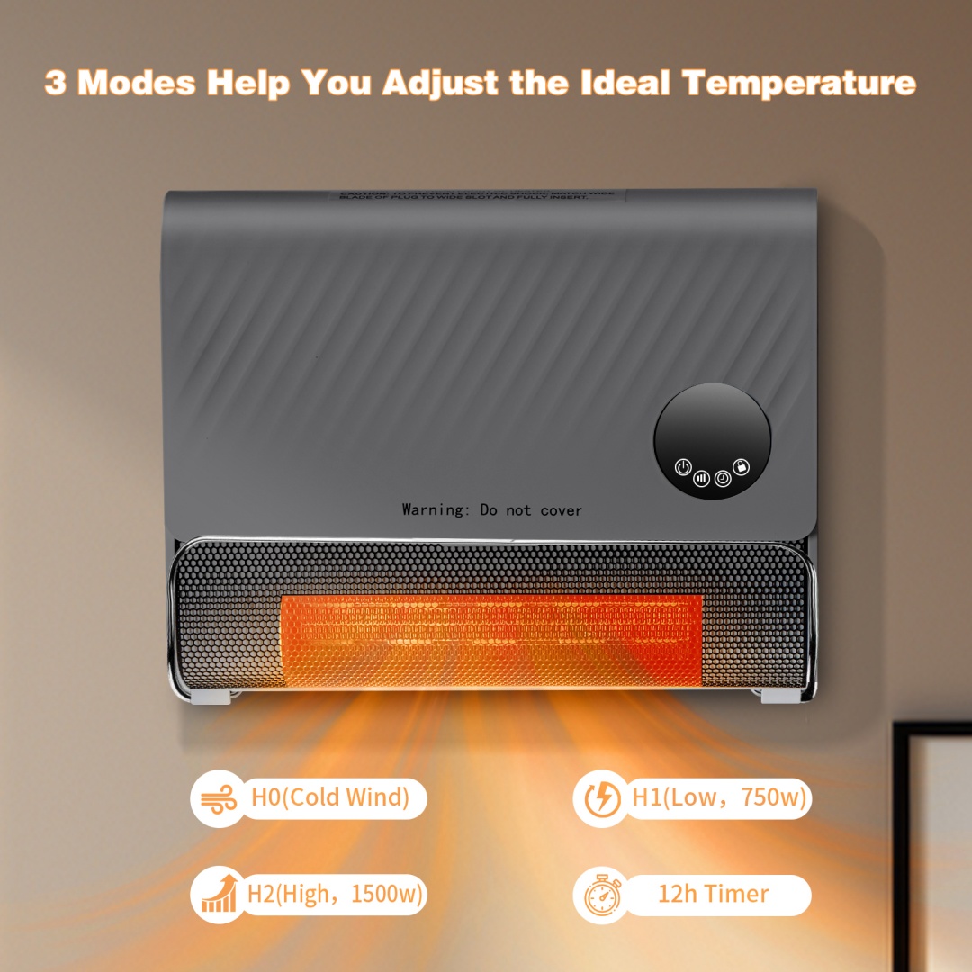 Smart Wall Heater, 1500W Fast Heating Electric Space Heater For Indoor Use, Wall Mounted Panel Heater With Remote, 3 Fan Speeds image 15